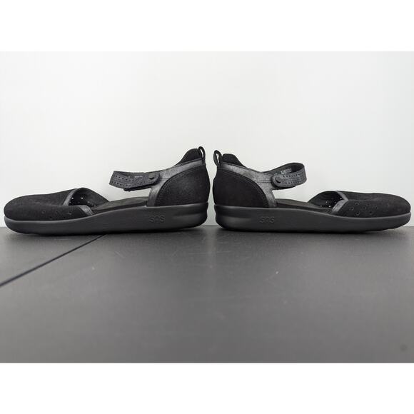 SAS Black Suede Leather Mary Jane Comfort Shoes Size 11 W Wide USA Tripad - Picture 6 of 9